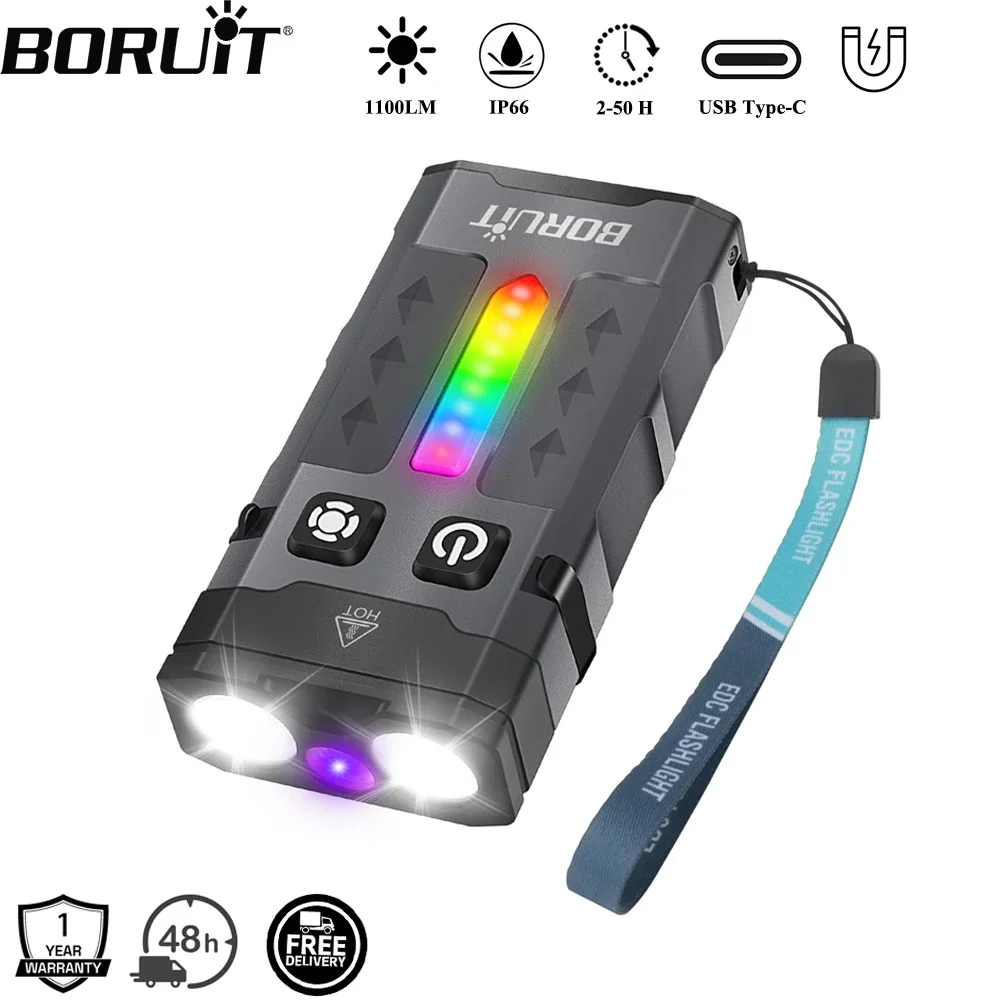 BORUiT EV20 1100LM EDC UV Keyc - Keychain Flashlight recension och pris