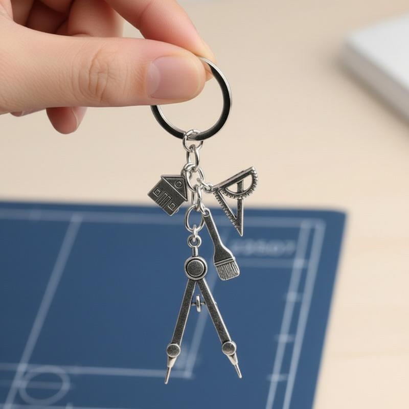 Multifunctional Silver Keychai - Compass Keychain Mini recension och pris