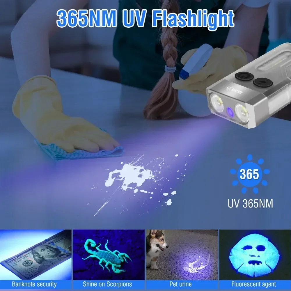 BORUiT V10 Keychain UV LED EDC - Keychain Flashlight recension och pris